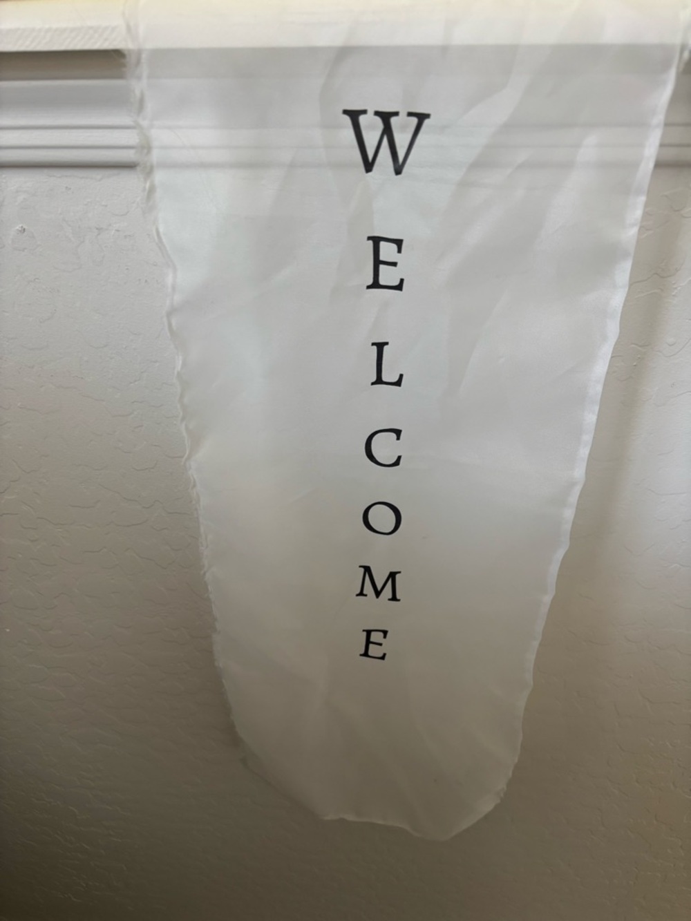 Welcome Vertical Banner - White with Black Letters